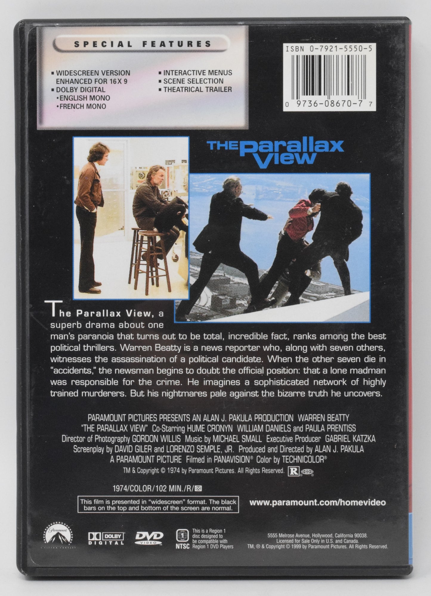 Warren Beatty The Parallax View DVD Widescreen