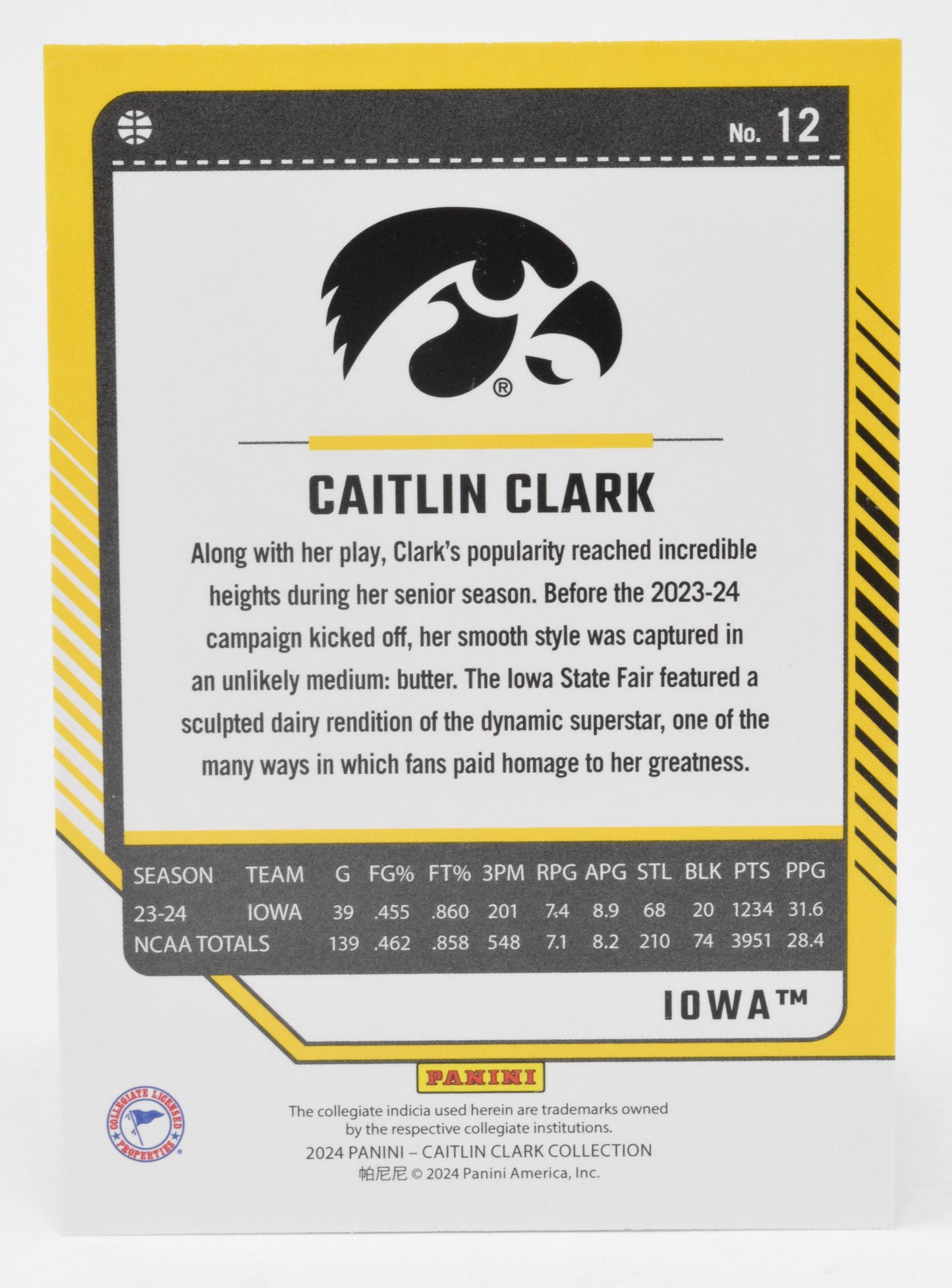 Caitlin Clark WNBA Basketball Card Panini Donruss 2024 Collection #12