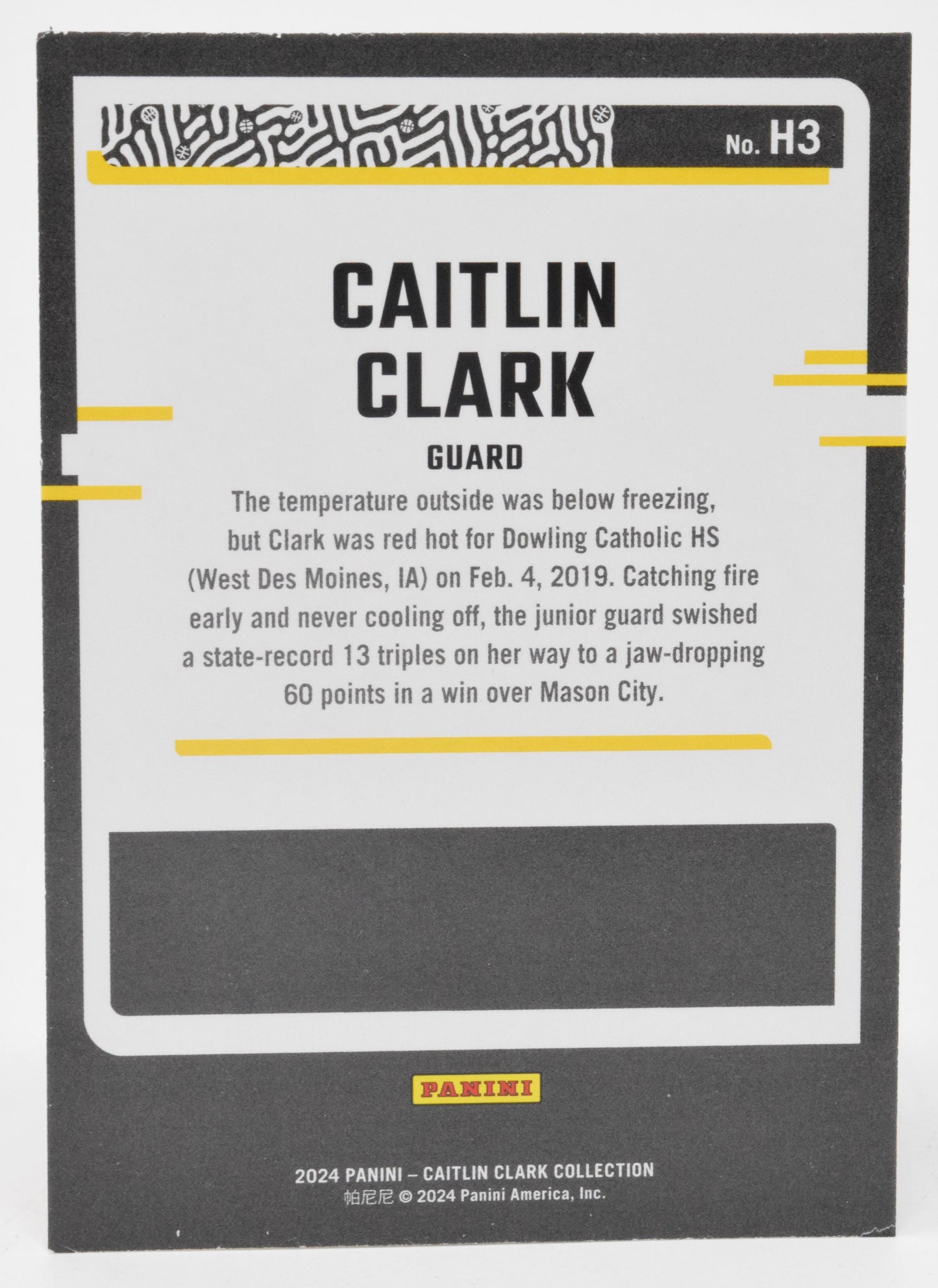 Caitlin Clark Highlights WNBA Basketball Card Panini Donruss 2024 Collection #H3