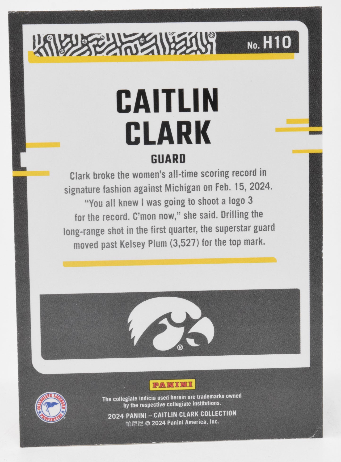 Caitlin Clark Highlights WNBA Basketball Card Panini Donruss 2024 Collection H10