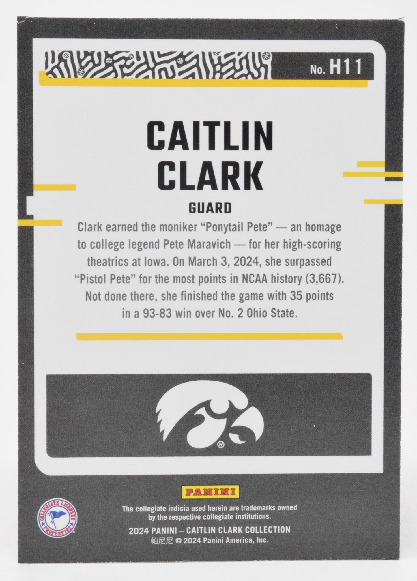 Caitlin Clark Highlights WNBA Basketball Card Panini Donruss 2024 Collection H11