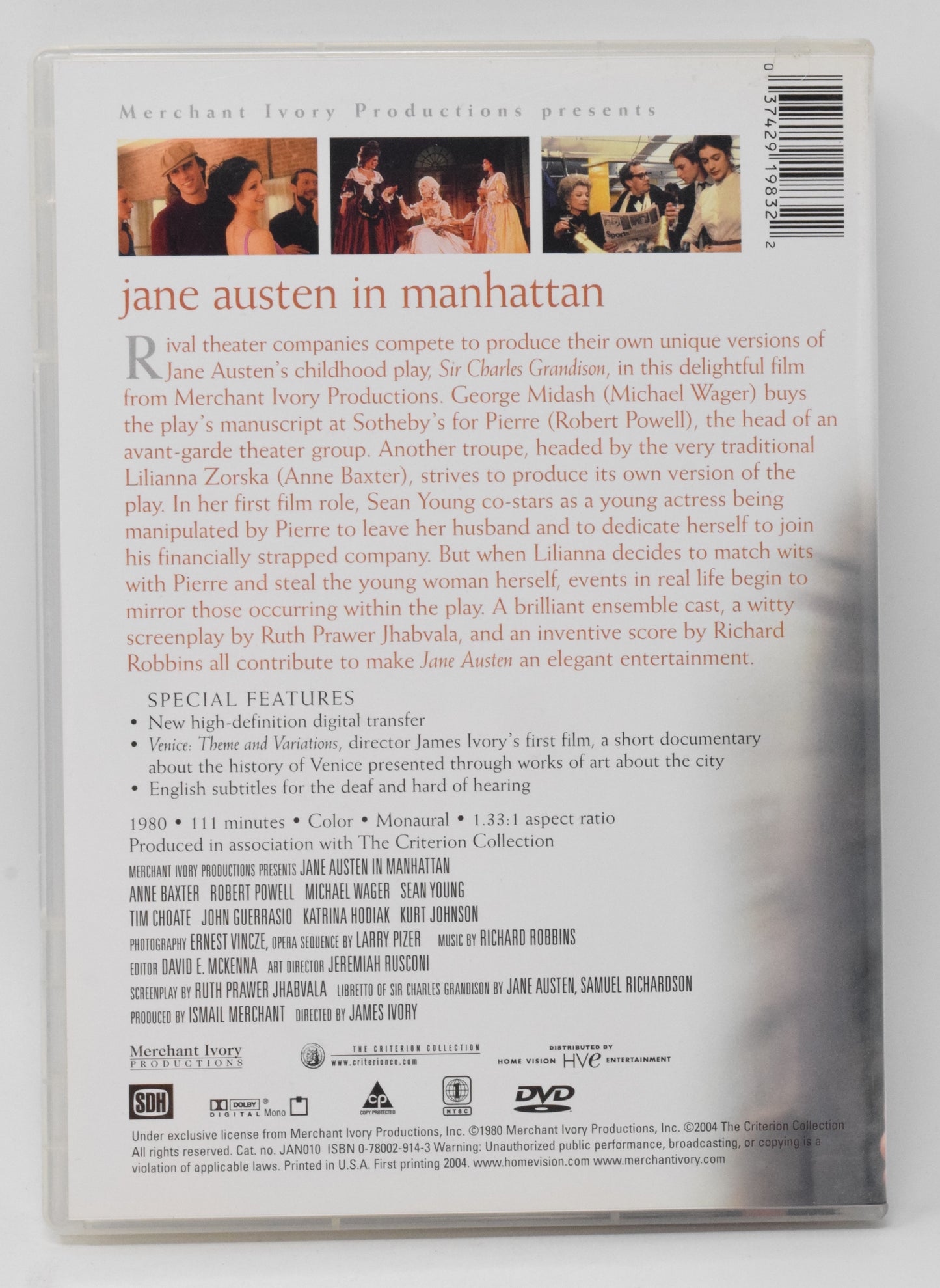 Jane Austen In Manhattan DVD Merchant Ivory Collection