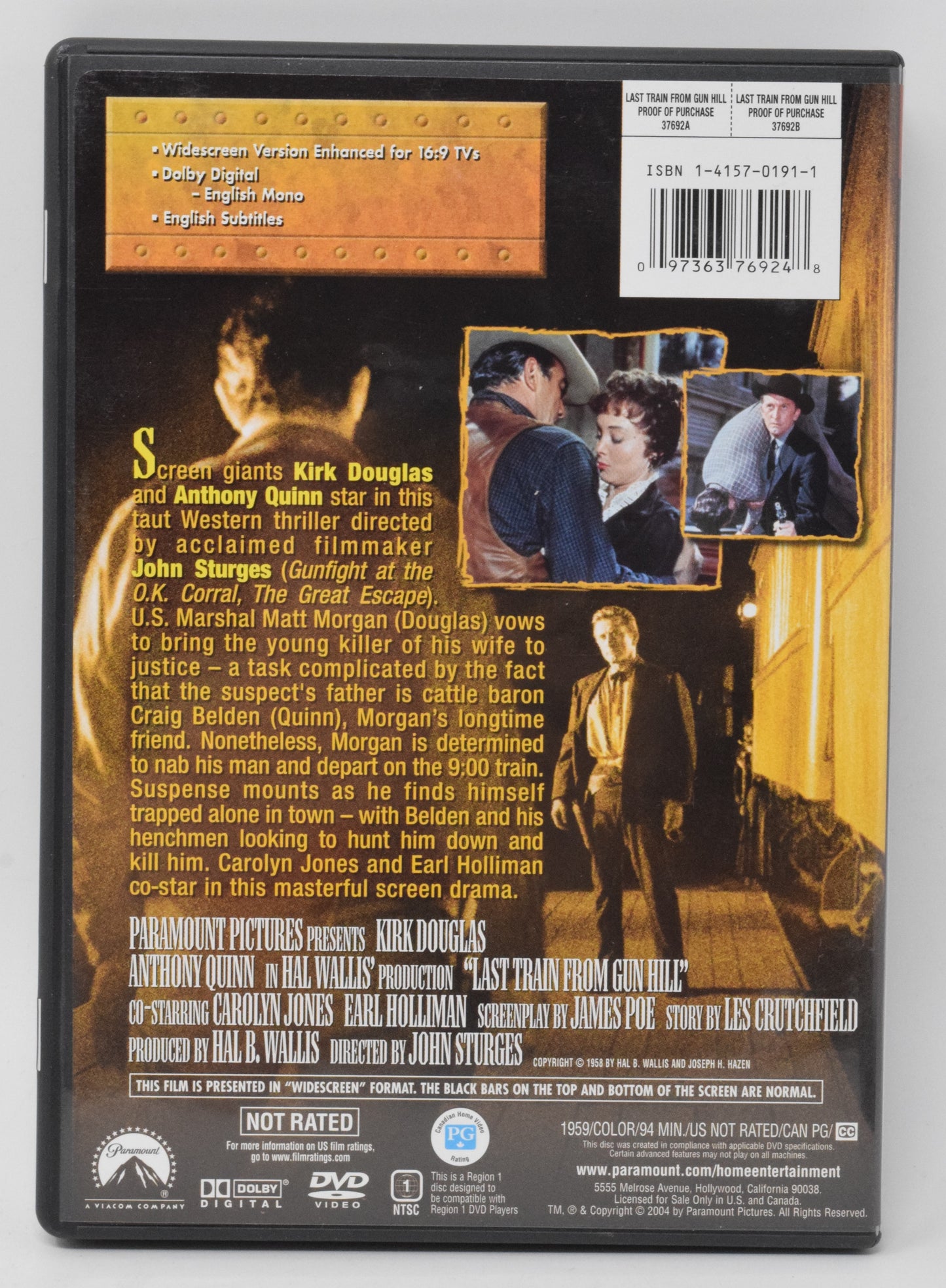 Last Train From Gun Hill DVD Widescreen