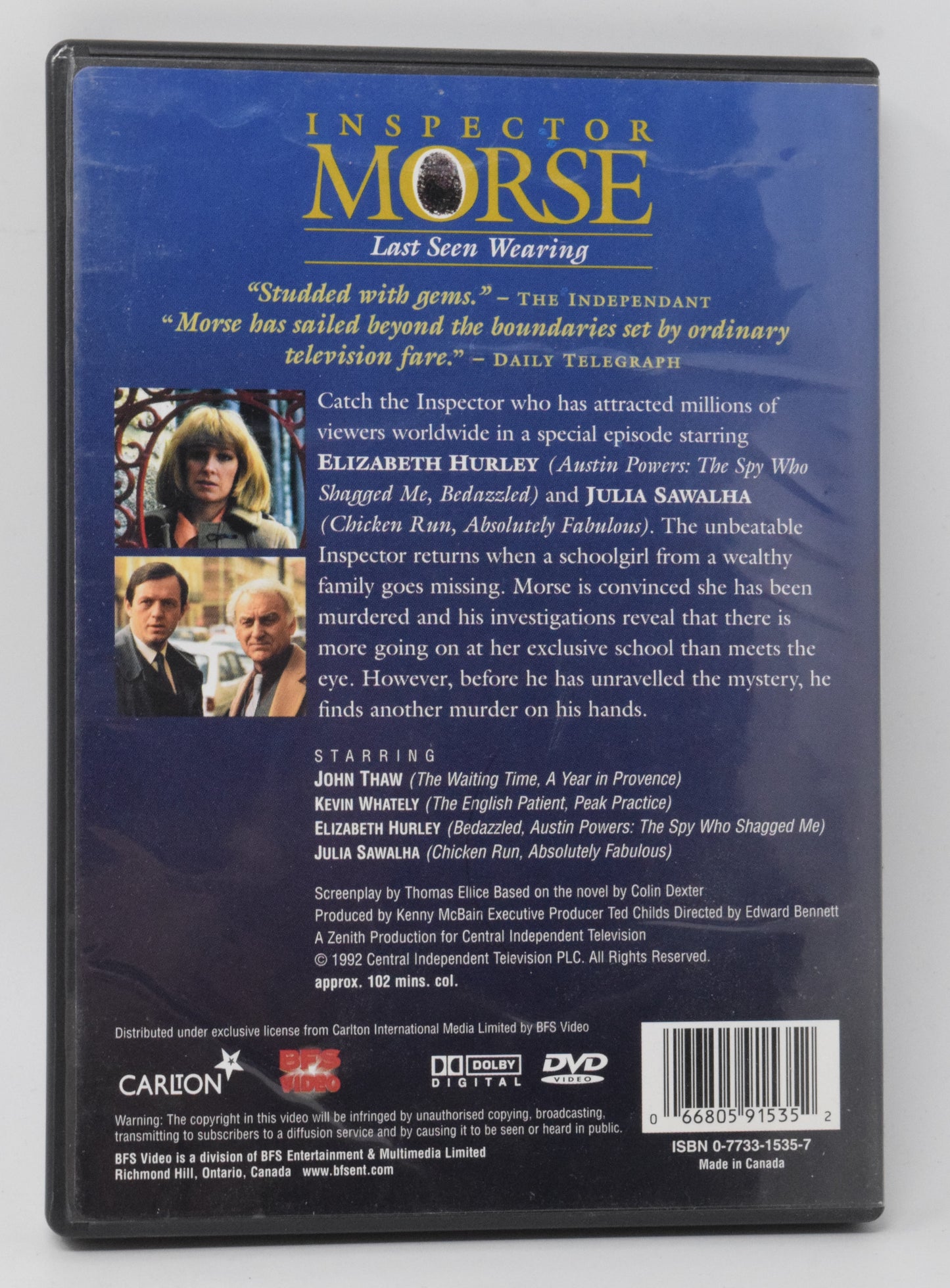 Inspector Morse DVD Last Seen Wearing