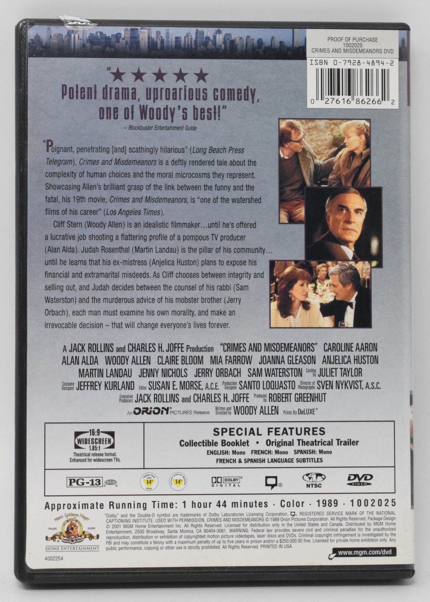 Crimes And Misdemeanors DVD