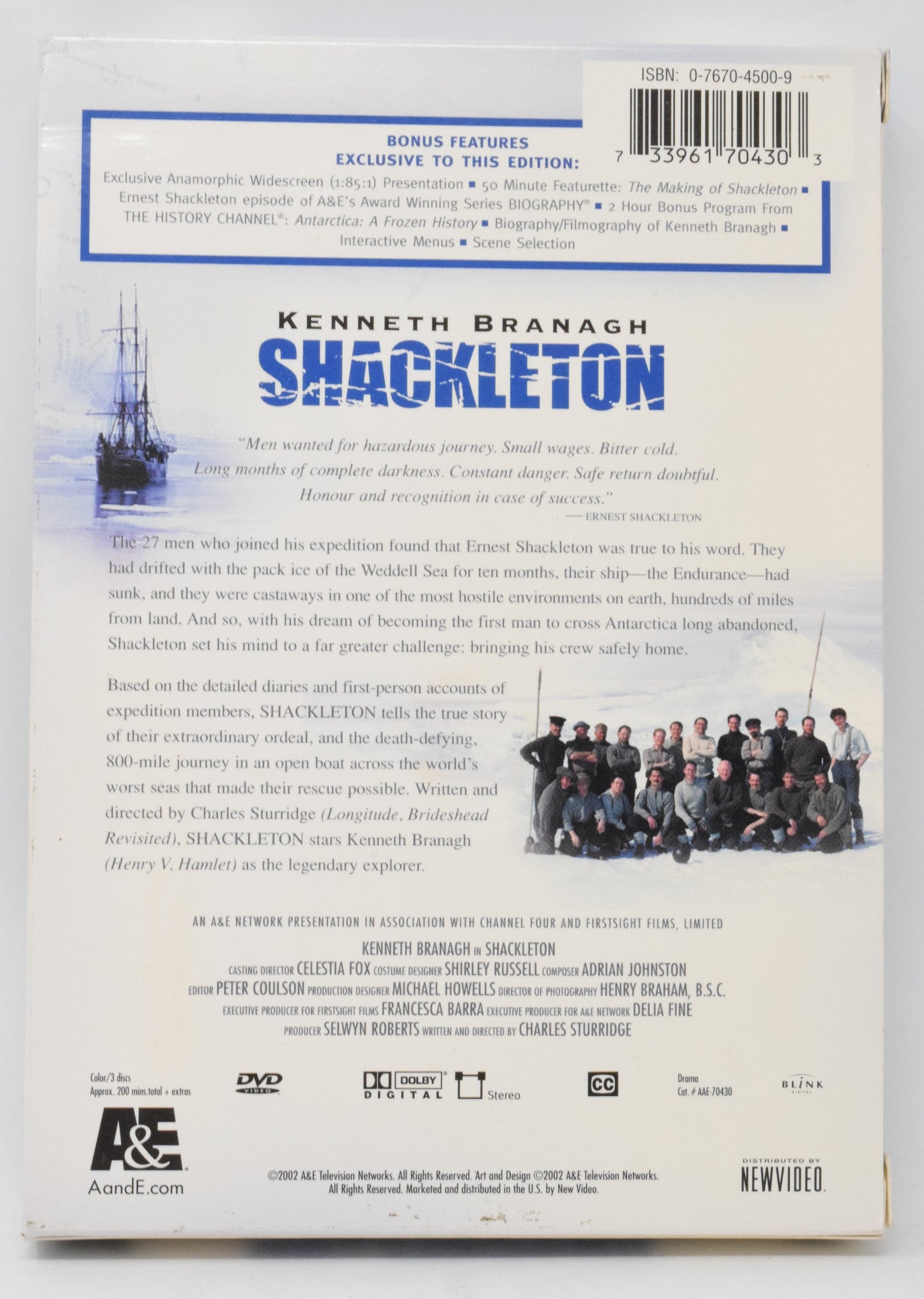 Shackleton Kenneth Branagh DVD Collector's Edition 3 Disc Set