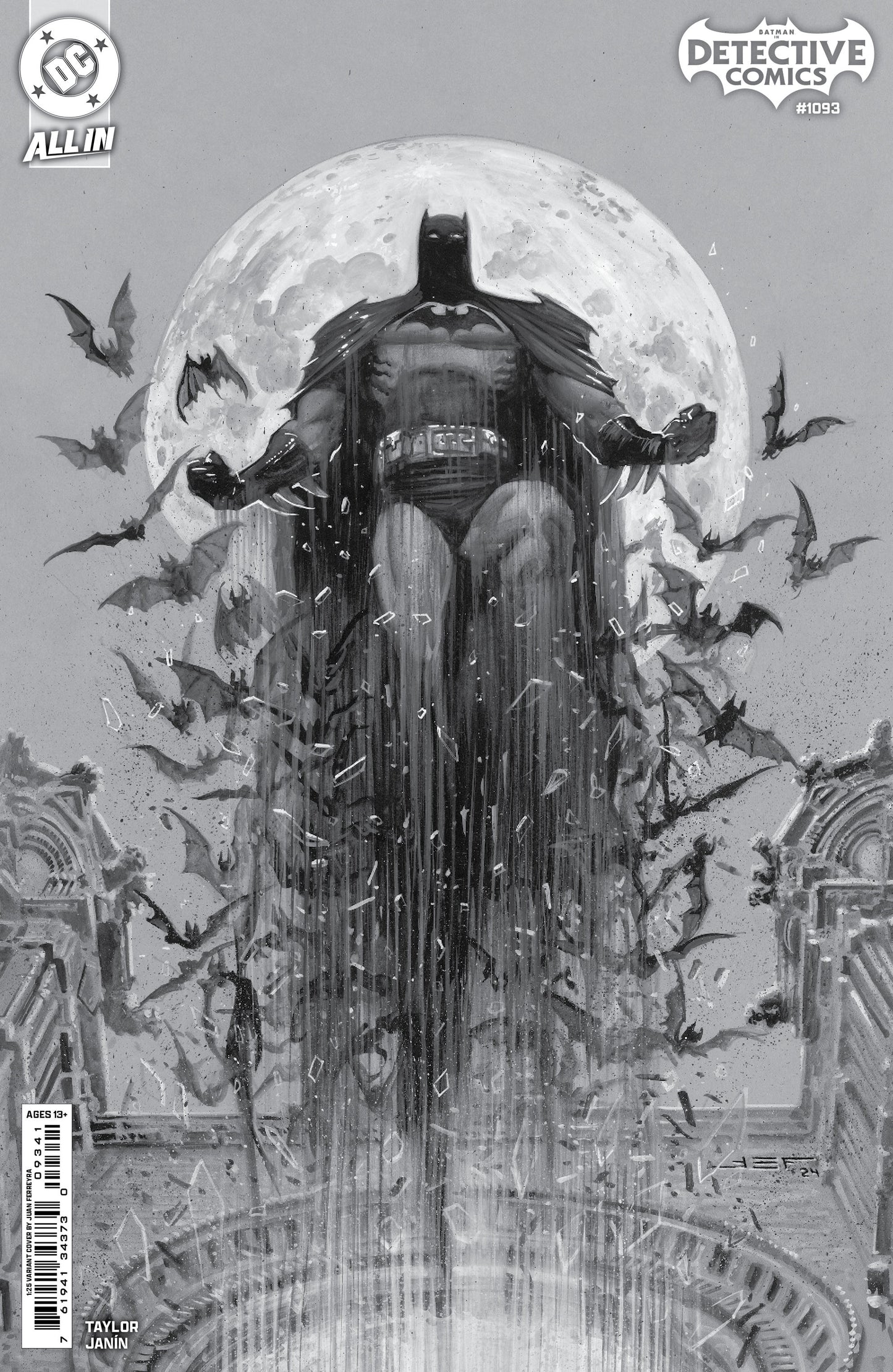 Batman Detective Comics #1093 D 1:25 Juan Ferreyra B&W Variant (01/22/2025) Dc