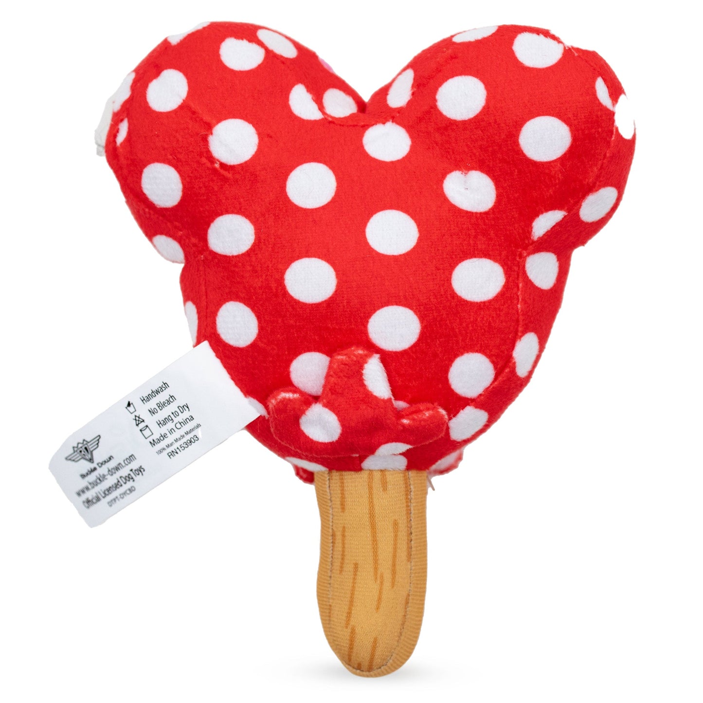 Dog Toy Squeaker Plush - Minnie Mouse Ice Cream with Ears and Bow Red