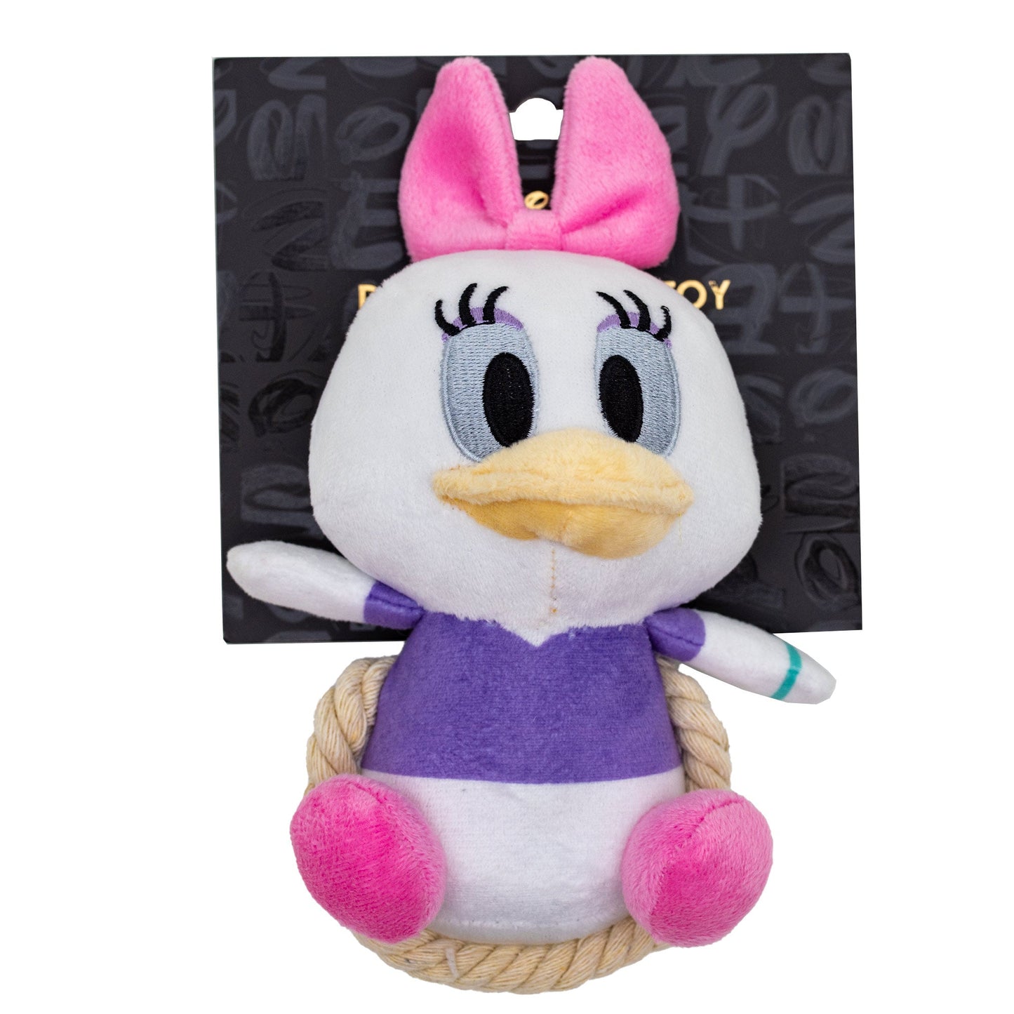 Dog Toy Squeaker Plush with Rope - Disney Daisy Duck Chibi Sitting Pose