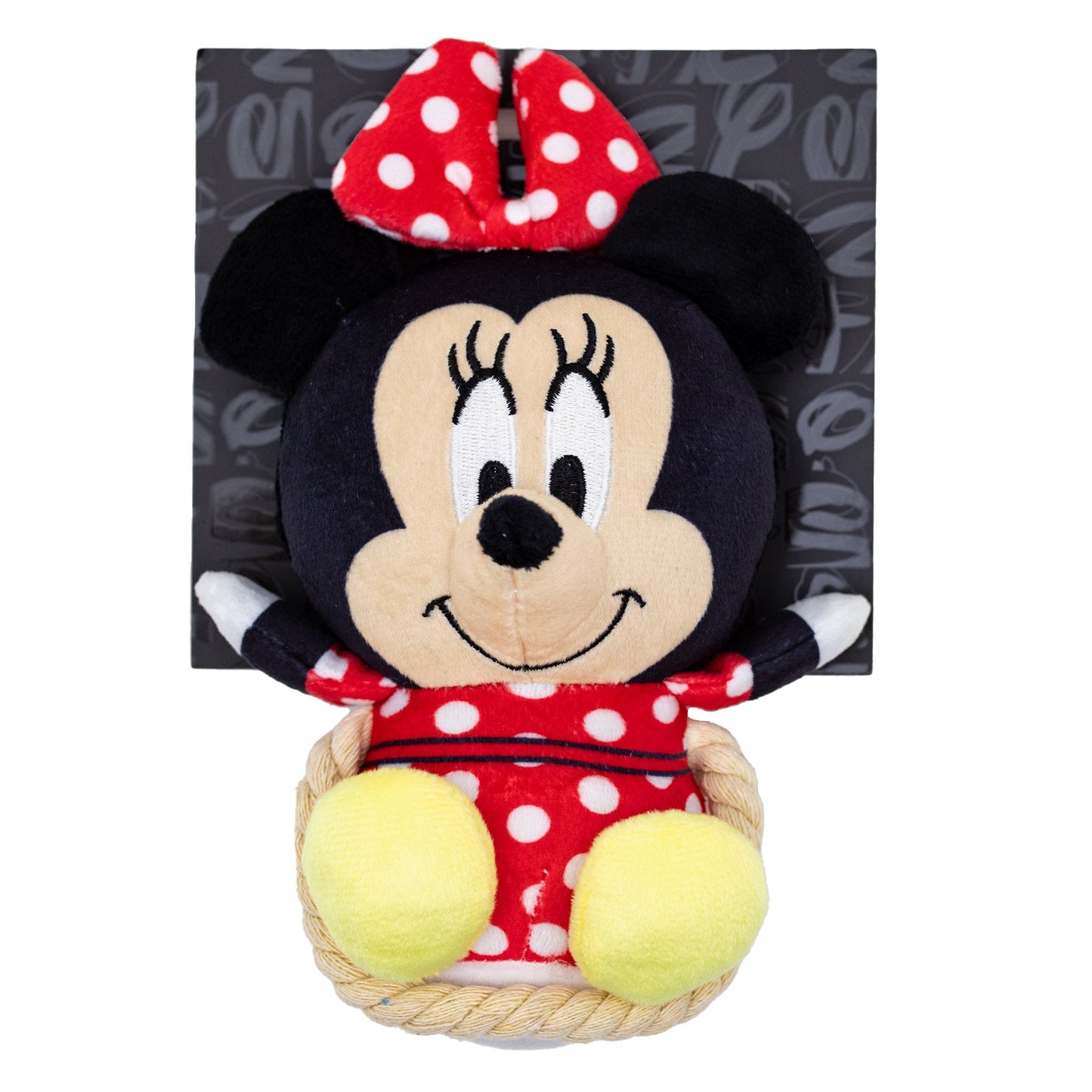 Dog Toy Squeaker Plush with Rope - Disney Minnie Mouse Chibi Sitting Pose