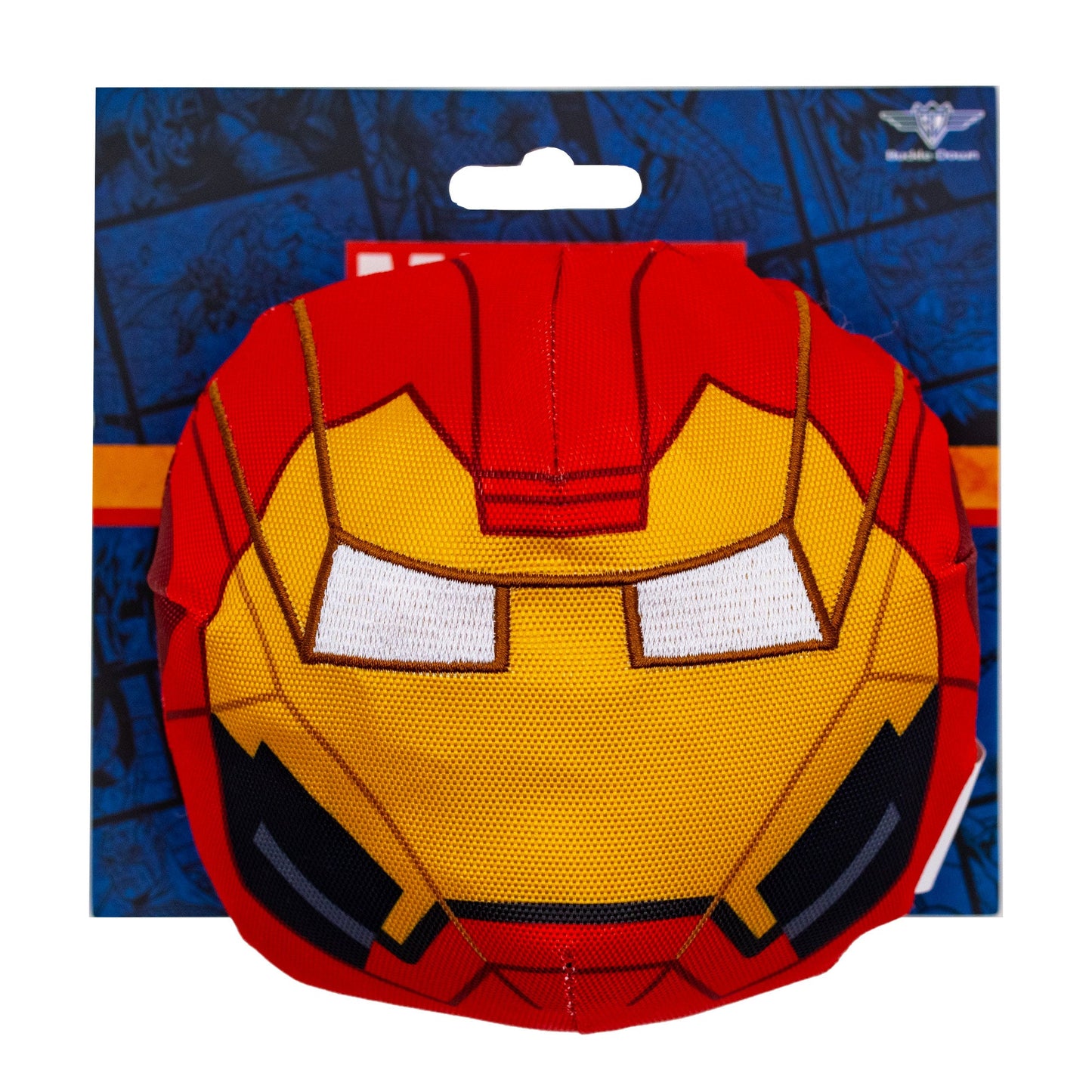 Dog Toy Ballistic Squeaker - Iron Man Face Red