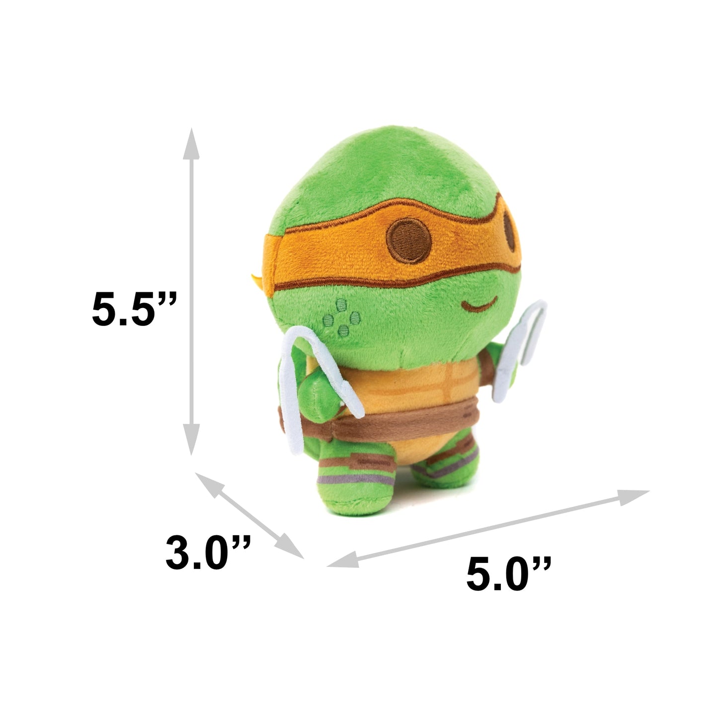 Dog Toy Squeaker Plush - Teenage Mutant Ninja Turtles Michelangelo Full Body Nunchucks Pose Orange