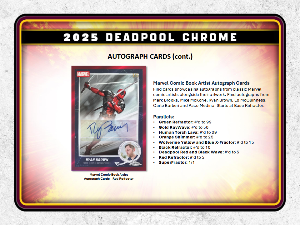 deadpool trading card sleeves Topps Chrome 2025 Deadpool Blaster Box