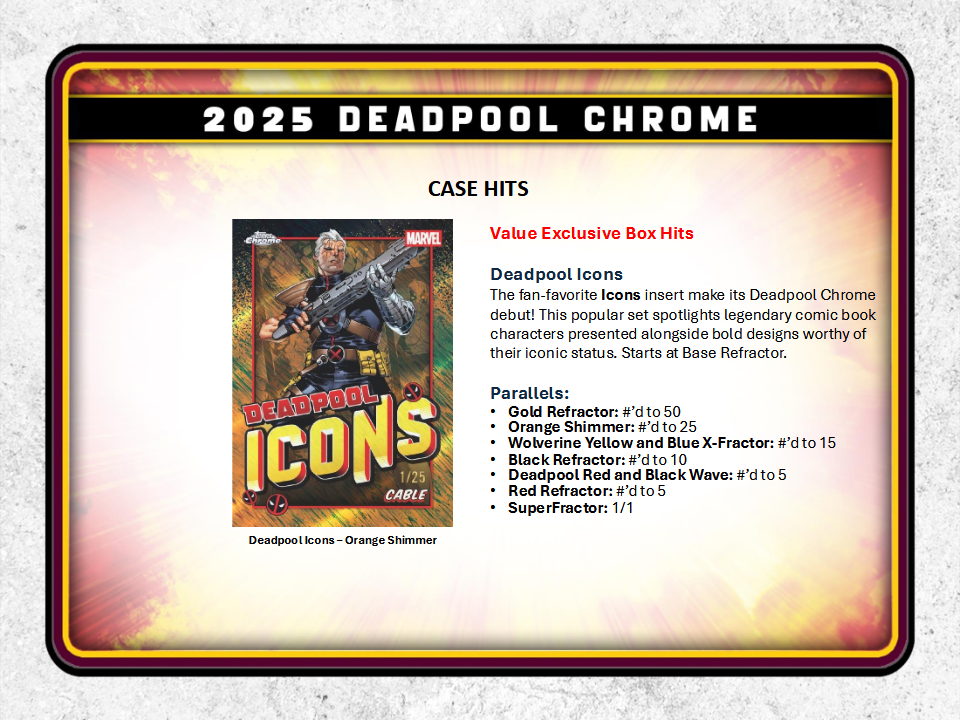 Deadpool Chrome Trading Cards Topps 2025 Hobby Box (04/01/2026) - Golden Apple Comics