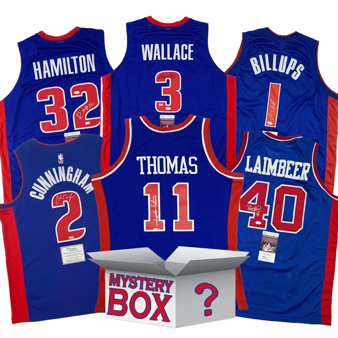 Autographed/Signed Detroit Basketball Jersey Mystery Box with PSA JSA or Beckett COA