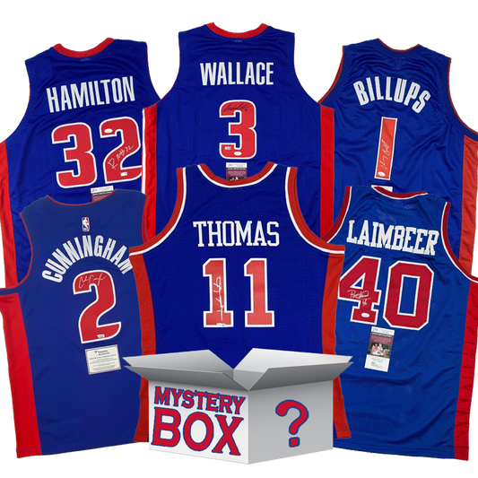 Autographed/Signed Detroit Basketball Jersey Mystery Box with PSA JSA or Beckett COA