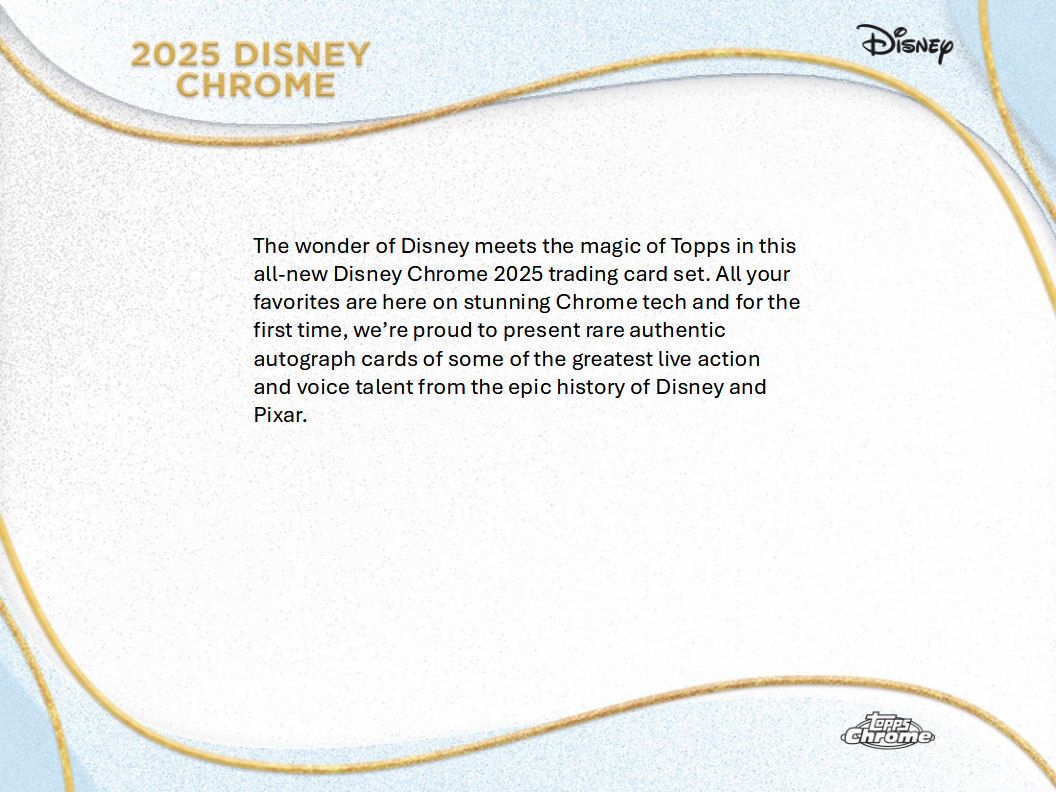 Disney Trading Cards Topps Chrome 2025 Hobby Breaker Box (09/24/2025) - Golden Apple Comics
