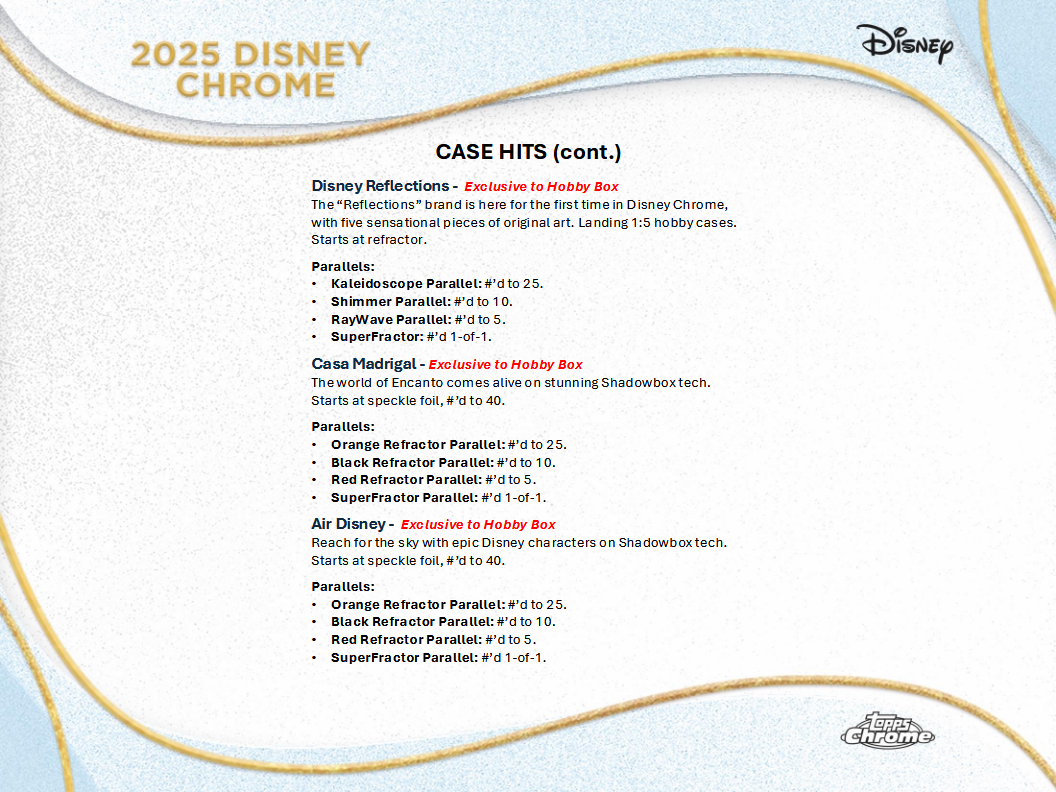 Disney Trading Cards Topps Chrome 2025 Hobby Breaker Box (09/24/2025) - Golden Apple Comics