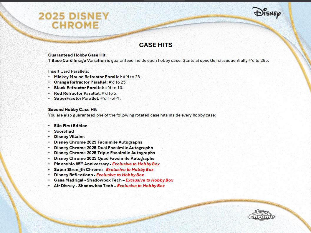 Disney Trading Cards Topps Chrome 2025 Hobby Breaker Box (09/24/2025) - Golden Apple Comics