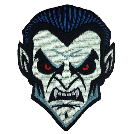 Dracula Head Embroidered Patch: Iron-on