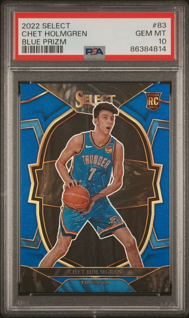 Graded 2022 Panini Select Chet Holmgren #83 Blue Prizm Rookie RC Basketball Card PSA 10 Gem Mint