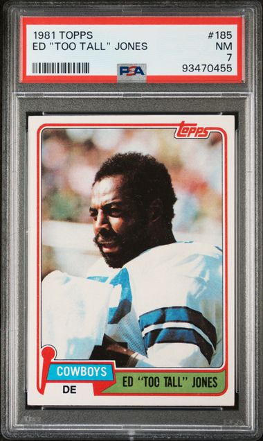Graded 1981 Topps Ed "Too Tall" Jones #185 Football Card PSA 7 NM