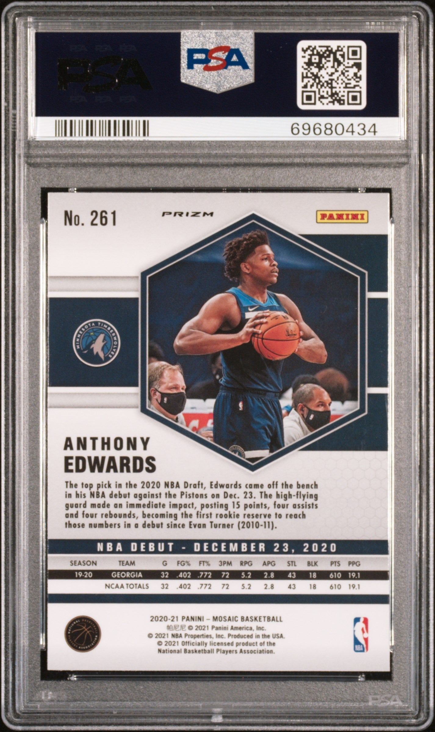 Graded 2020-21 Panini Mosaic Anthony Edwards #261 Red Mosaic Rookie RC Basketball Card PSA 10 Gem Mint - Golden Apple Comics