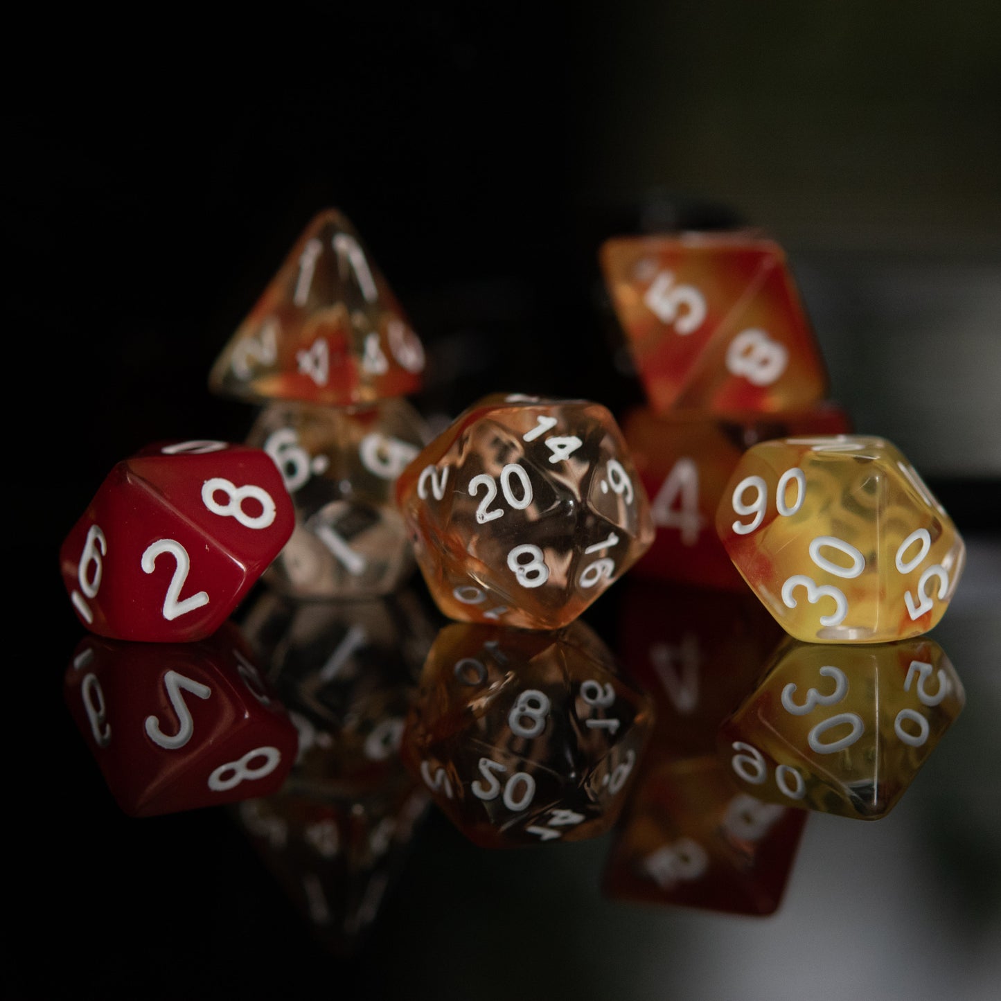 Eternal Flame Acrylic Dice Set