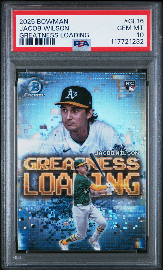 Graded 2025 Topps Bowman Jacob Wilson #GL16 Greatness Loading Rookie RC Baseball Card PSA 10 Gem Mint - Golden Apple Comics