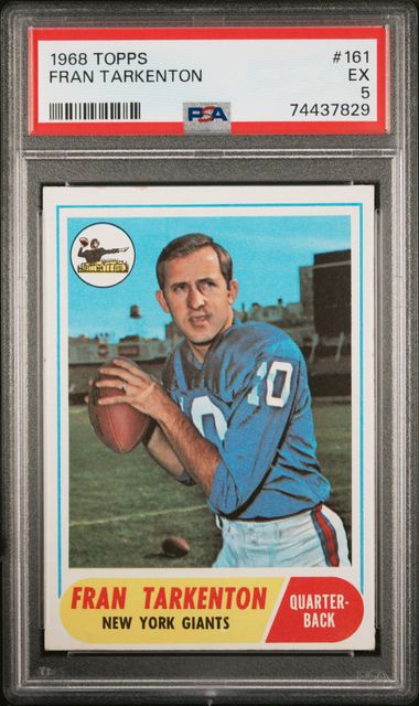 Graded 1968 Topps Fran Tarkenton #161 Football Card PSA 5 Excellent