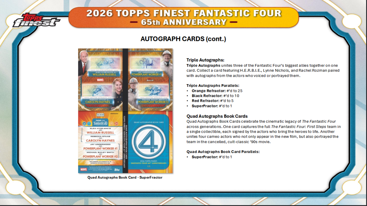 Fantastic Four Trading Cards Topps Finest 2026 Hobby Box (05/06/2026) - Golden Apple Comics
