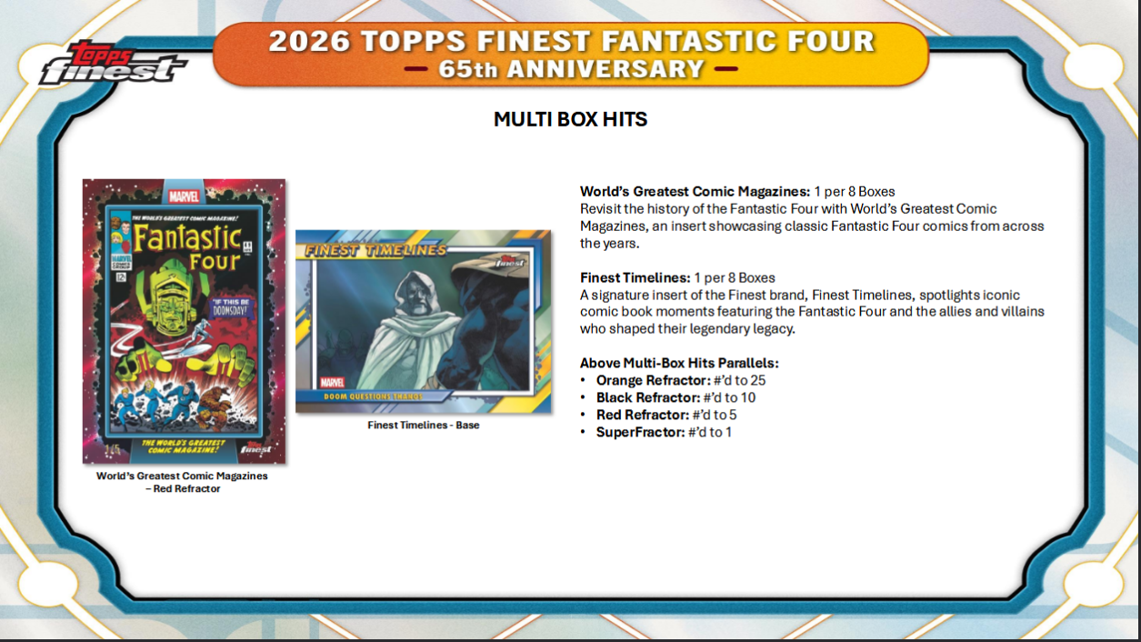 Fantastic Four Trading Cards Topps Finest 2026 Hobby Box (05/06/2026) - Golden Apple Comics
