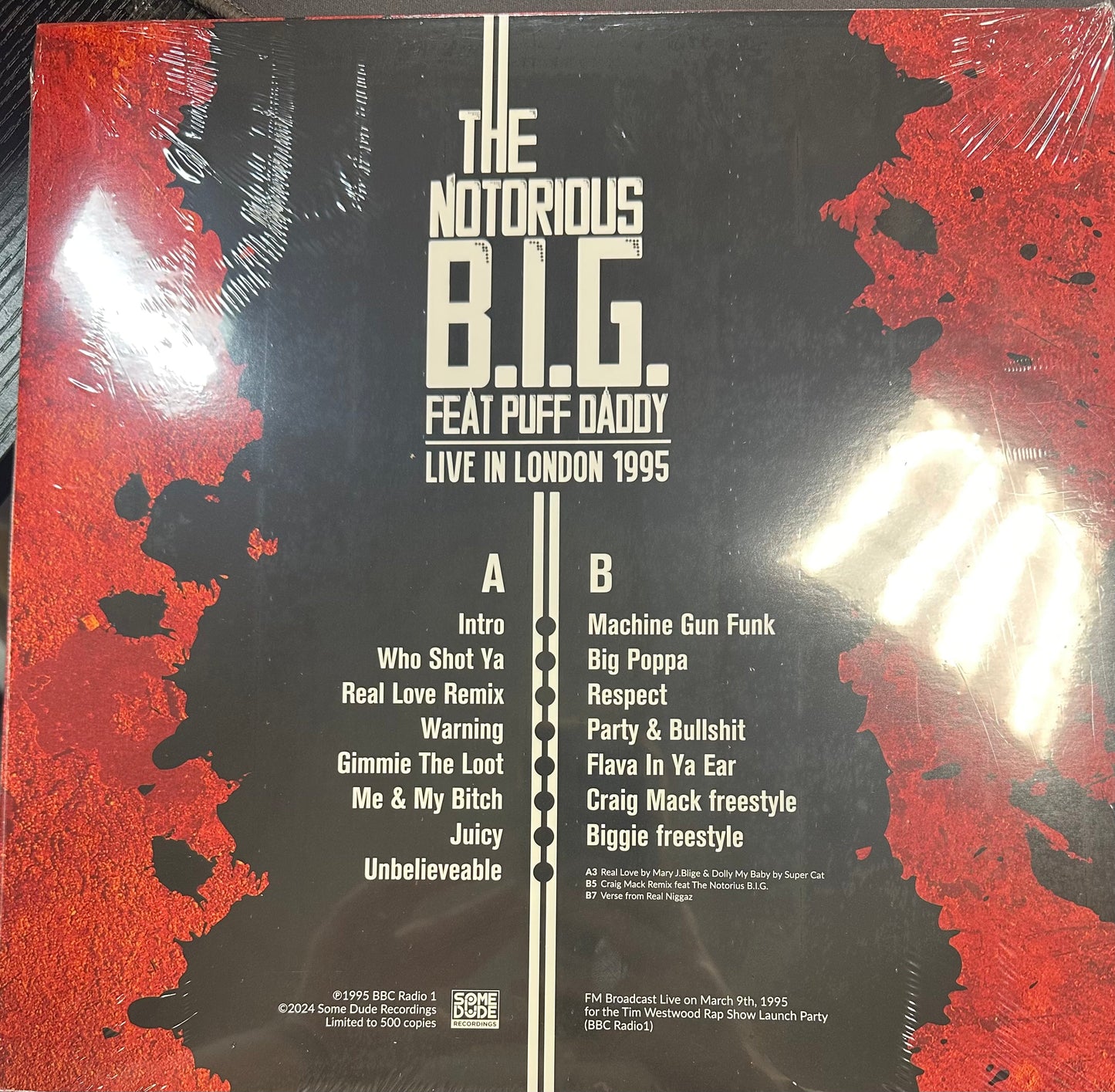 Notorious B.I.G. – LIVE IN LONDON 1995 Vinyl LP Record *Unofficial Release*