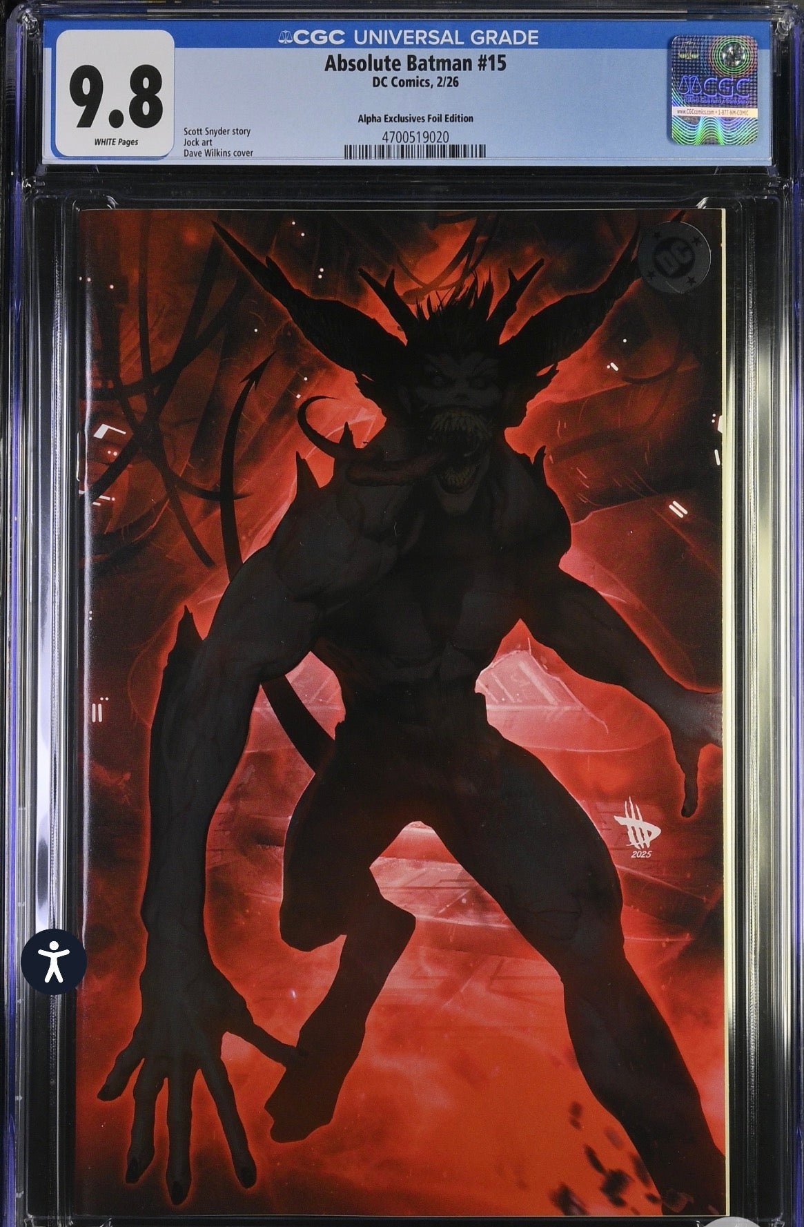 CGC 9.8 ABSOLUTE BATMAN #15 Dave Wilkins (1st Absolute Joker) FOIL - Golden Apple Comics