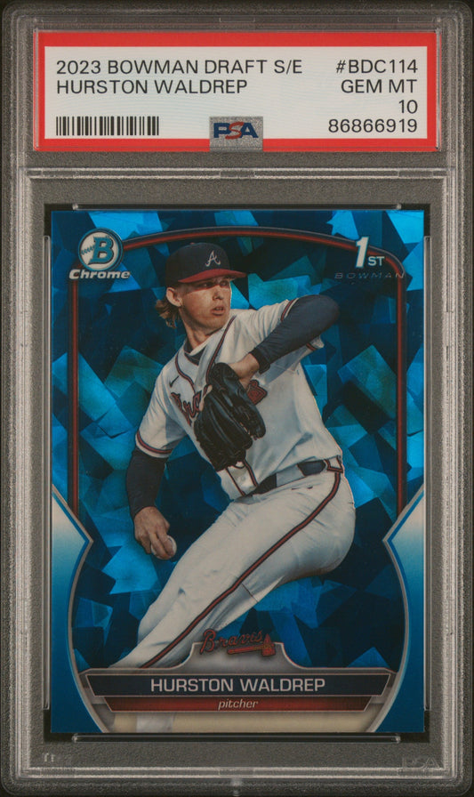 Graded 2023 Topps Bowman Draft Sapphire Hurston Waldrep #BDC114 Rookie RC Baseball Card PSA 10 Gem Mint