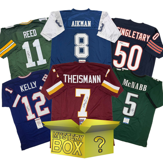 Autographed/Signed Football GOLD Series 2 Jersey Mystery Box with PSA JSA or Beckett COA