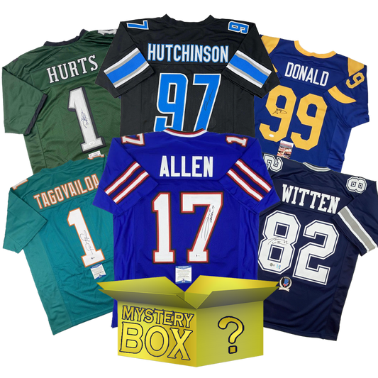 Autographed/Signed Football GOLD Series 1 Jersey Mystery Box with PSA JSA or Beckett COA