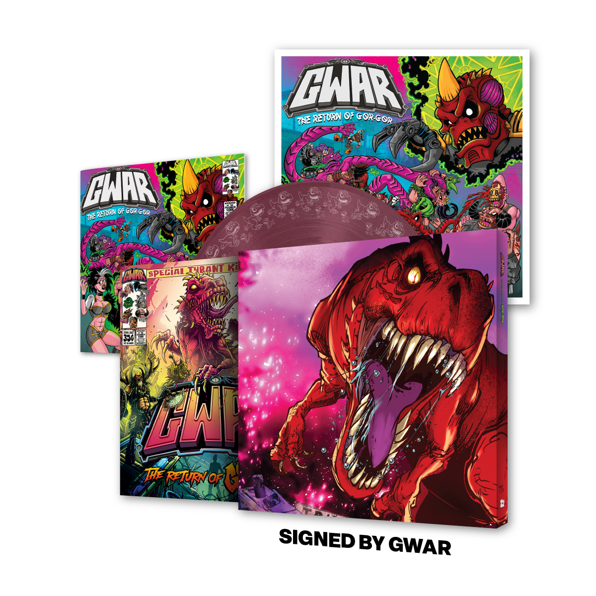 GWAR: 'The Return of Gor Gor' Signed Platinum Edition Comic Book + Vinyl LP (Limited Edition Fruit Punch)