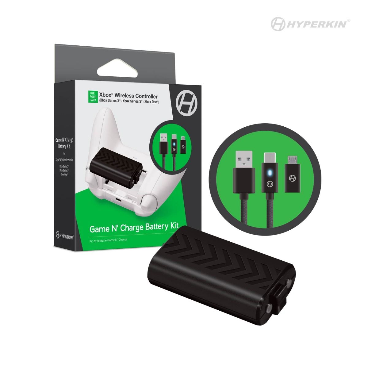 Game N' Charge Battery Kit (Black) Compatible With Xbox Series X® / Xbox Series S®/ Xbox One