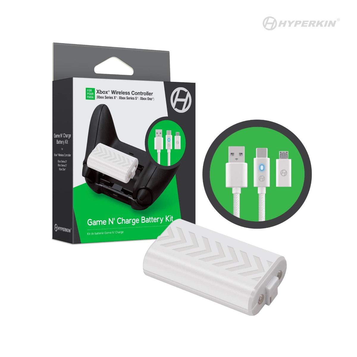 Game N' Charge Battery Kit (White) Compatible With Xbox Series X® / Xbox Series S®/ Xbox One