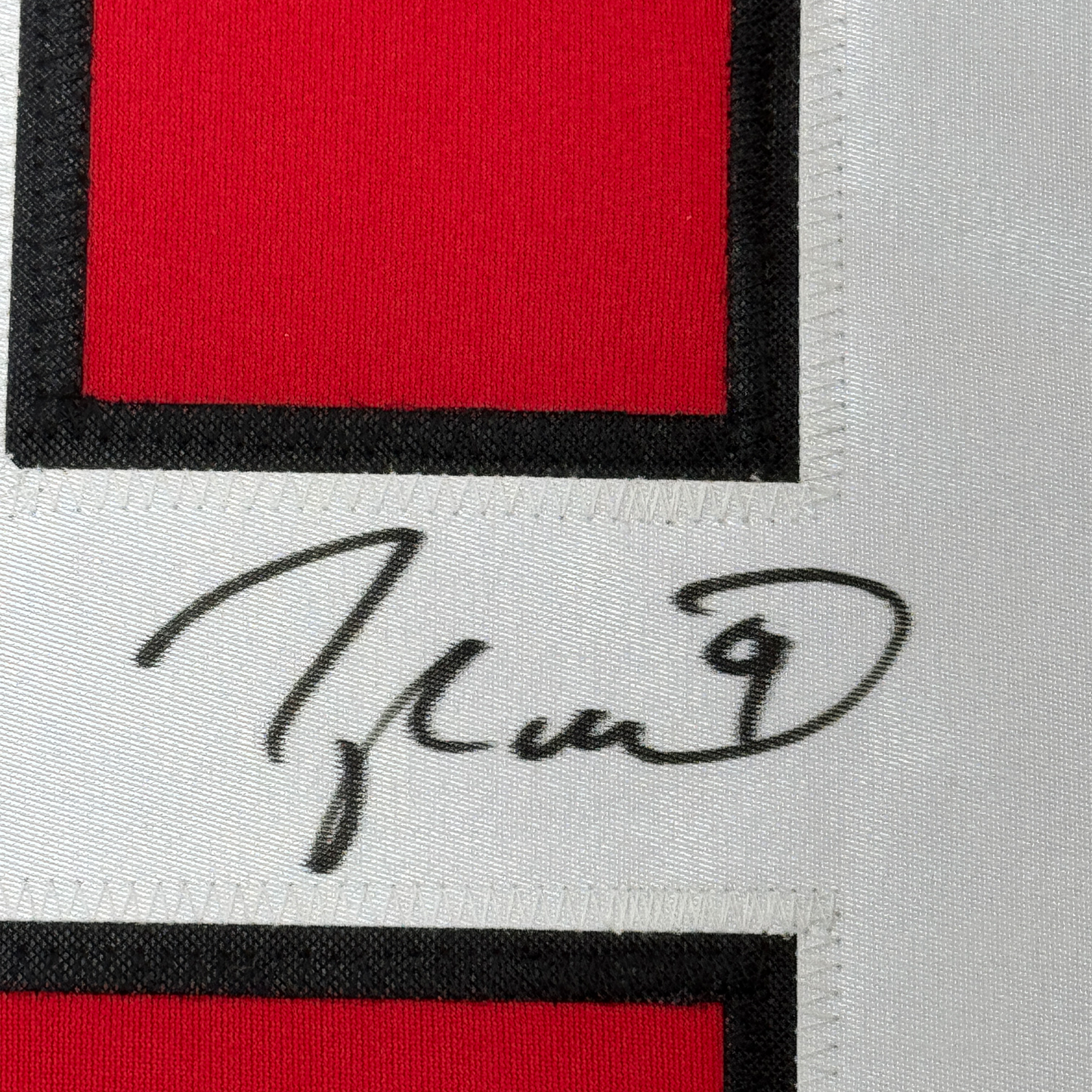 Framed Autographed/Signed Taylor Hall 35x39 New Jersey Red Hockey Jersey JSA COA