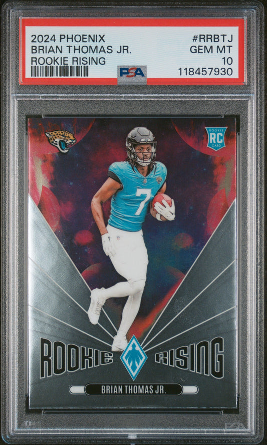 Graded 2024 Panini Phoenix Brian Thomas Jr #RRBTJ Rookie Rising Rookie RC Football Card PSA 10 Gem Mint