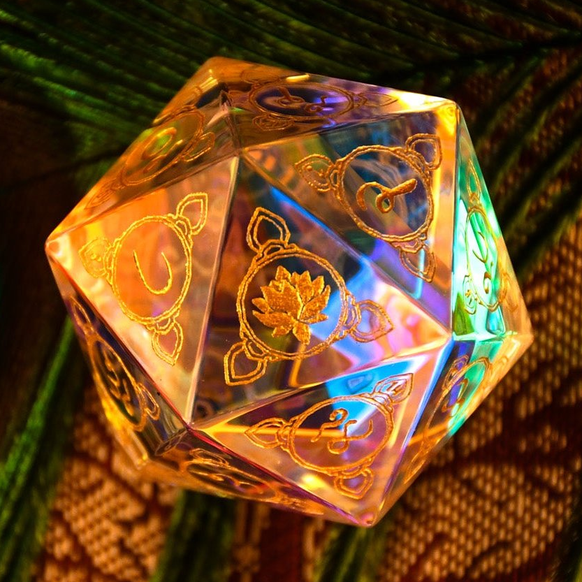 Hindi Prismatic Glass 30mm d20 - Dice Around the World Collection