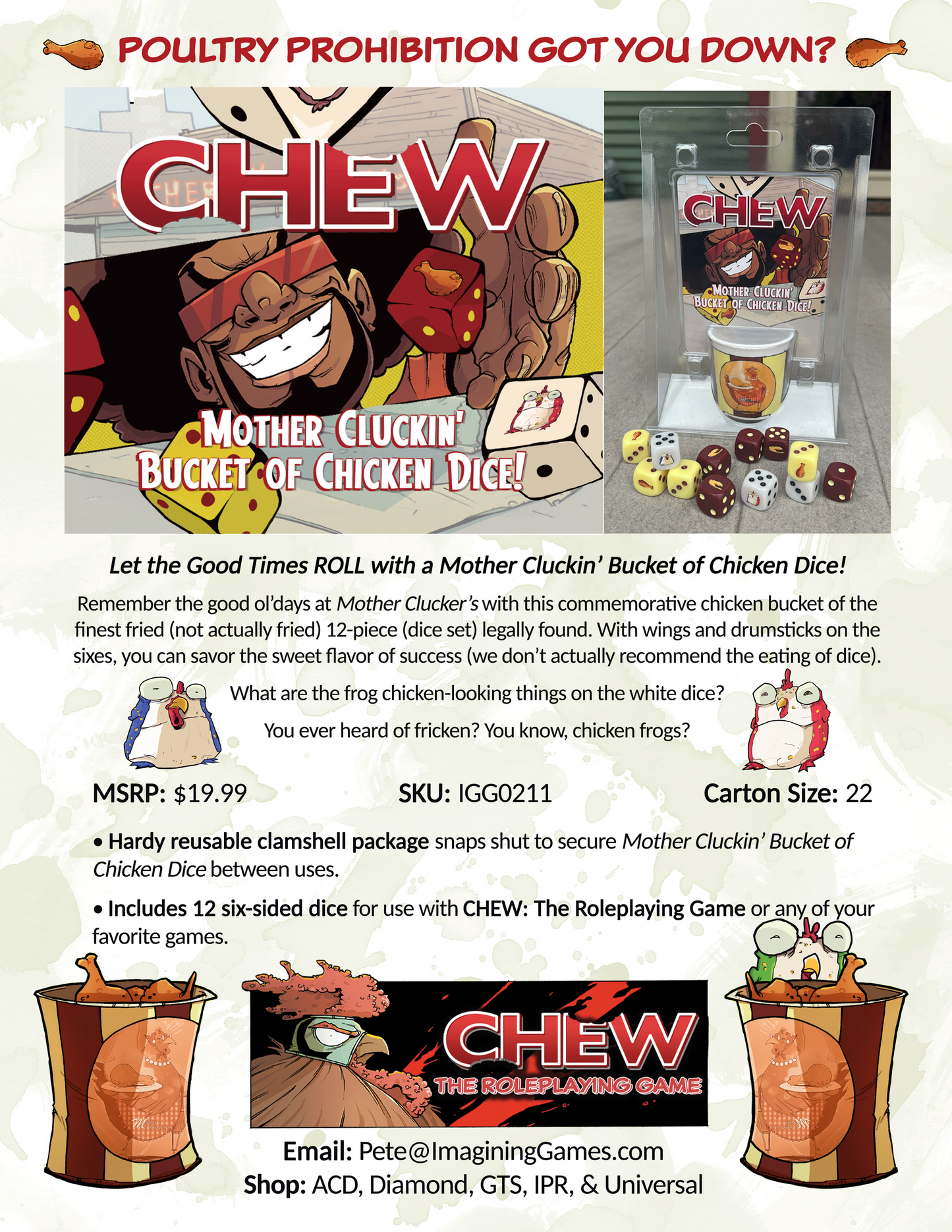 CHEW: Mother Cluckin' Bucket of Chicken Dice - Golden Apple Comics