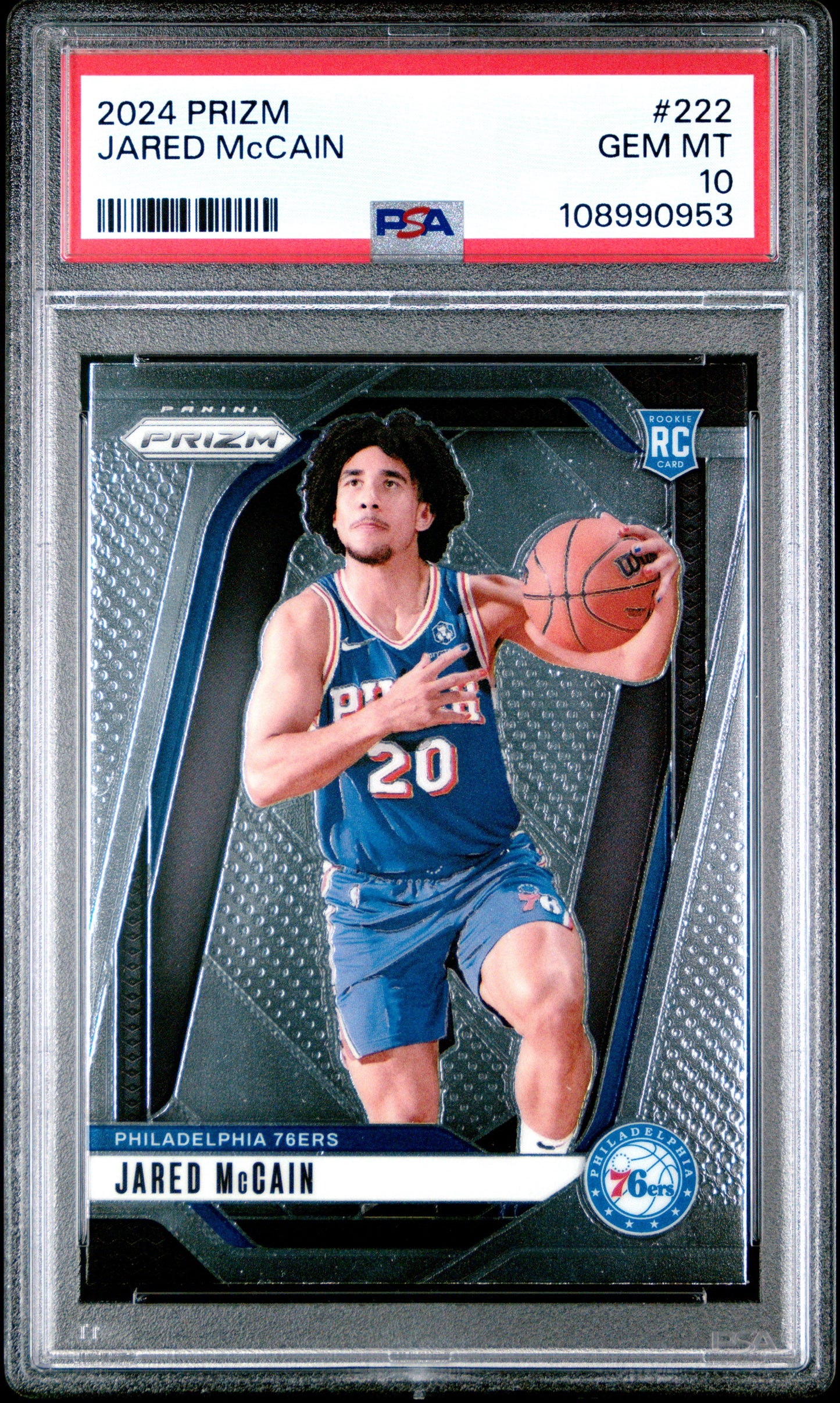Graded 2024 Panini Prizm Jared McCain #222 Rookie RC Basketball Card PSA 10 Gem Mint