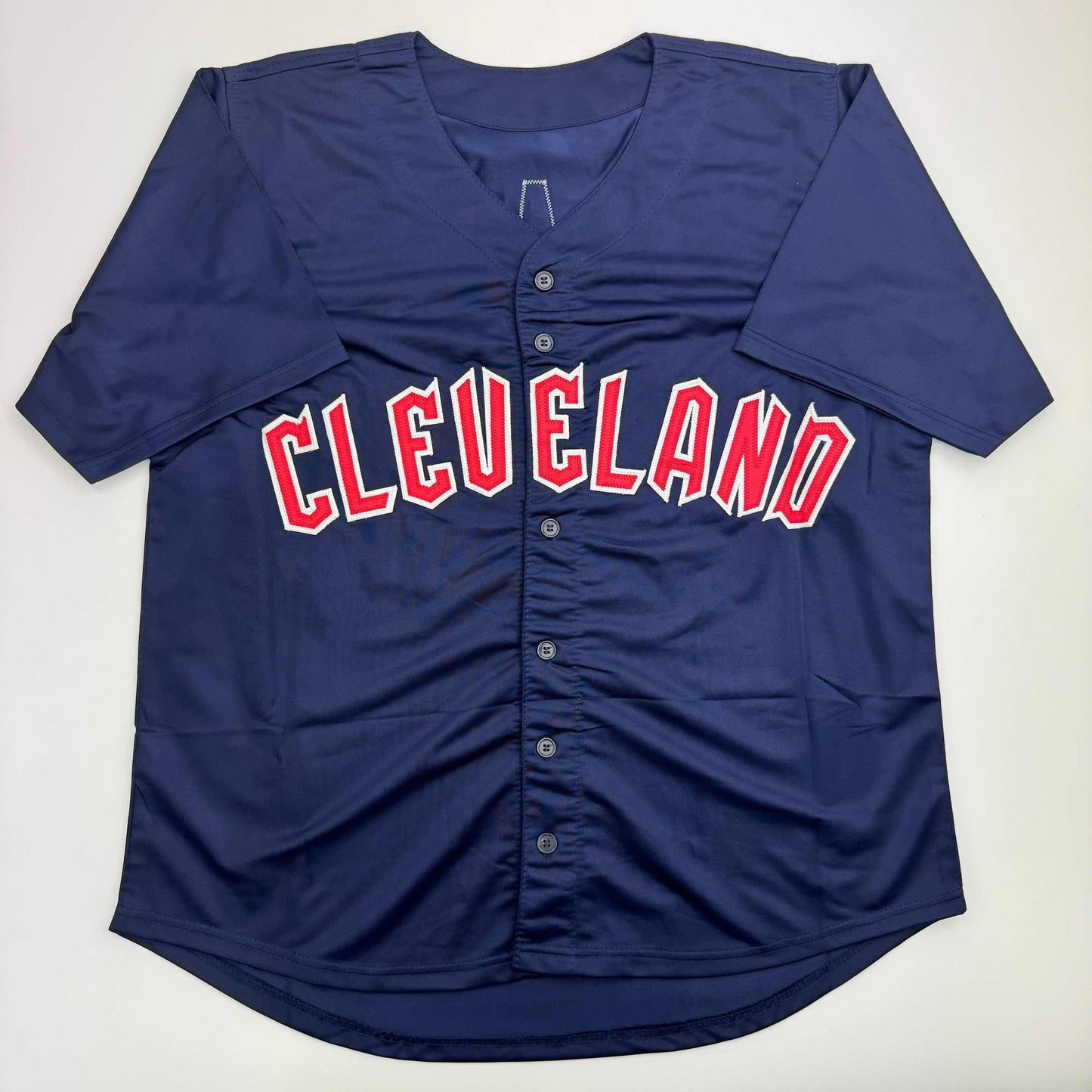 Autographed/Signed Emmanuel Clase Cleveland Blue Baseball Jersey JSA COA