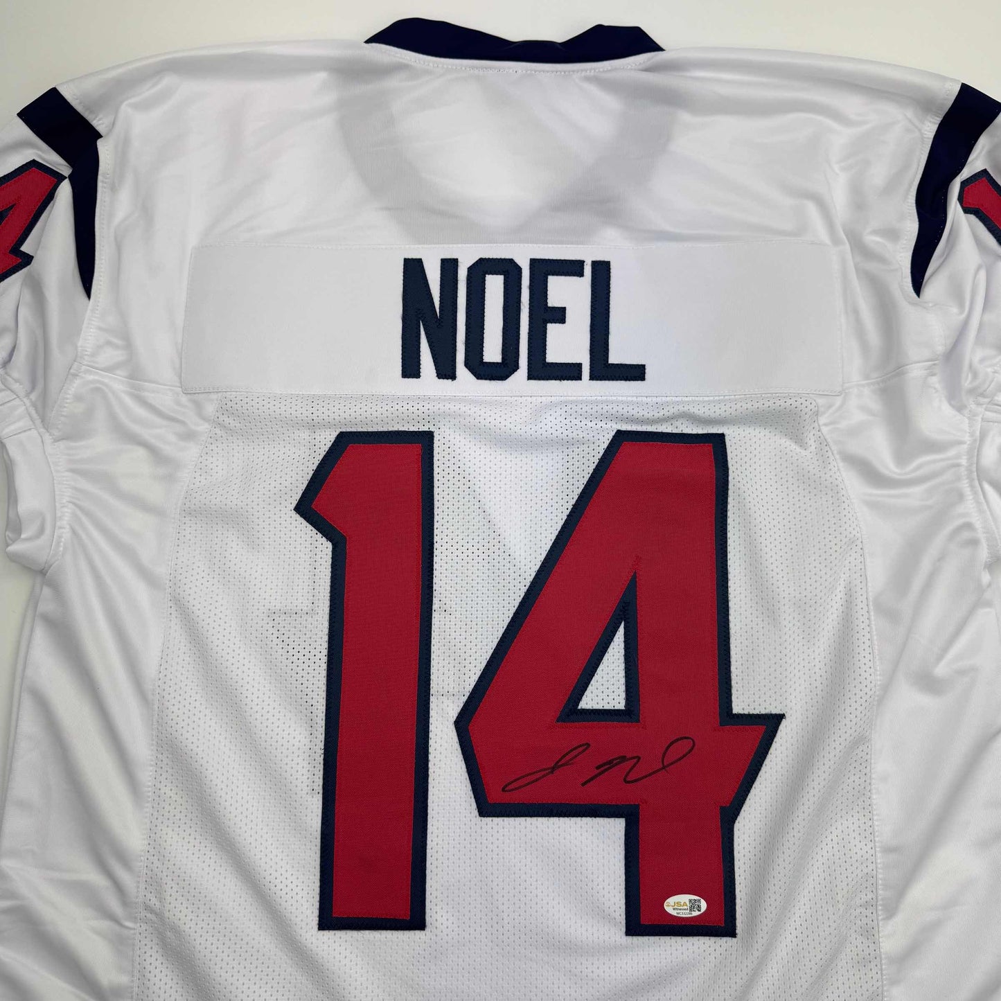 Autographed/Signed Jaylin Noel Houston White Football Jersey JSA COA - Golden Apple Comics