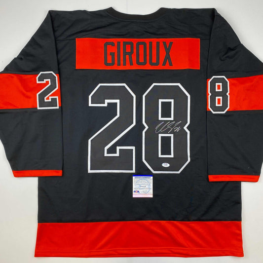 Autographed/Signed Claude Giroux Philadelphia Black Hockey Jersey PSA/DNA COA