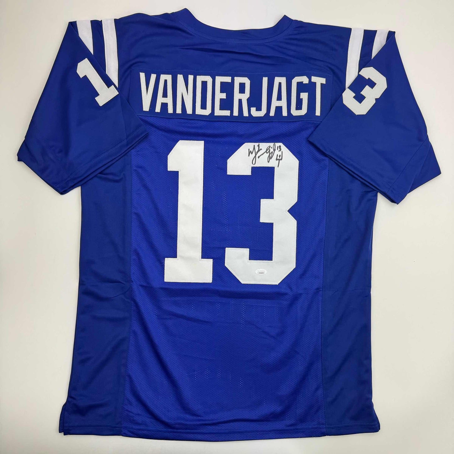 Autographed/Signed Mike Vanderjagt Dallas Blue Football Jersey JSA COA - Golden Apple Comics