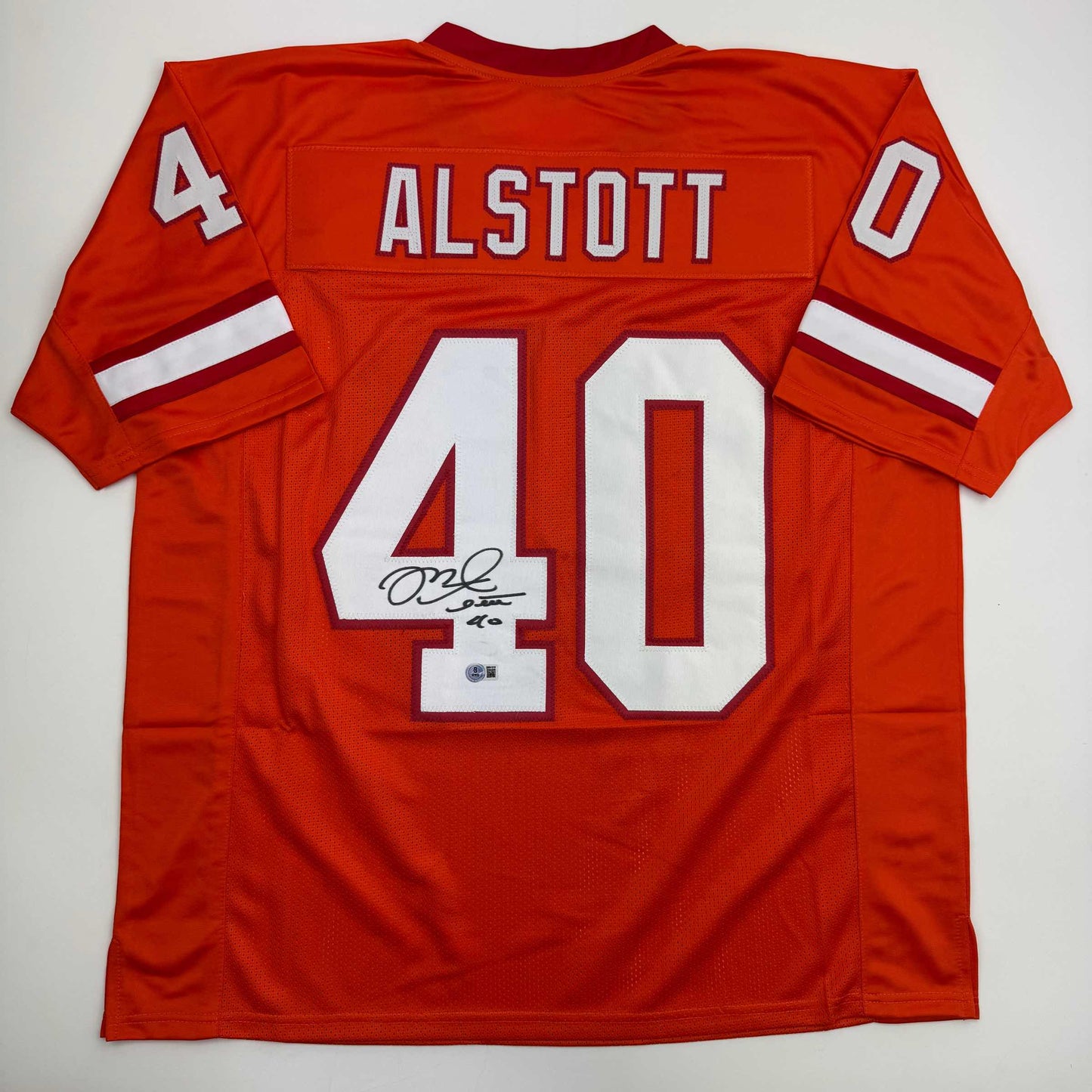 Autographed/Signed Mike Alstott Tampa Bay Orange Creamsicle Football Jersey Beckett BAS COA - Golden Apple Comics